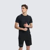 LU-12 Tシャツメンクイックドライランニングシャツフィットネスフィットネスシャツ男性ジムトレーニングタイツ半袖夏スポーツTシャツの男性