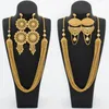 Necklace Earrings Set Luxury Jewelry For Women Large With Chain Dubai Ethiopian Flower Long And Bride