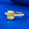 Anelli a grappolo SpringLady Argento sterling 925 Taglio smeraldo 1.5CT Zaffiro citrino Anello nuziale con pietra preziosa ad alto tenore di carbonio Gioielleria raffinata