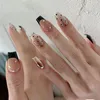 Falsas unhas Misskitty Handmade Press-on Nude Preto Francês Polka Espelho Efeito Mágico Pó Puro Desejo Pu