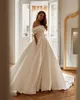 Milla Nova A Line Wedding Dresses for Bride Off Shoulder Satin Countries Wedding Dresses Backless Buttons Designer Bridal Gowns Sweep Train