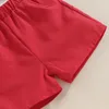 Giyim Setleri Baby Boys Boys Shorts Set Kısa Kollu Kalp Baskı Gömlek Elastik Bel Toddler Yaz Kıyafet