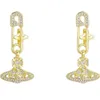 Épingles douairière impératrice douairière Saturne femme Vivienne haute qualité Simple Unique Zircon boucles d'oreilles élégantes et personnalisées