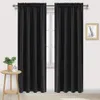 1Pc Black Blackout Curtain Light Reducing Thermal Insulated Grommet Out Panels Drapes for Living Room Bedroom 240109