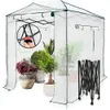 8x6ft Walk-in Pop-up Kas Draagbaar Heavy-Duty Binnen Buiten Tuinieren Groen Huis Wit 240108