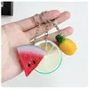 Keychains PVC Simulation Food Vegetables Keychain For Women Fruits Orange Petal Lemon Keyring Car Key Chains Fashion Jewelry Accessories