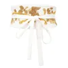 Women's Embroidered Vintage Waist Wide Japanese Self Tie Wrap Around Obi Band Cinch Boho Belt Fabric Dress Belts 240109