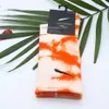 Fashion White Men Women Pure Cotton Thick Sports Couple Long Medium Short Rainbow Wool Socks Letter Nk Color Tie-dye Printing Heel Stockings