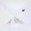 メンズドレスシャツメンズロングスリーブストライプフォーマルシャツ男性オフィストリルビジネスマン服フロントポケットレギュラーフィットホワイト