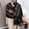 Nappa ricamata etnica in cashmere alla moda per il calore autunnale e invernale da donna Sciarpa double face con coperta climatizzata