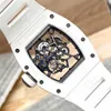 Richardmiler Luxury Watches Automatic Winding Mens Wristwatch Richardmiler RM055 White Ceramic Manual Mechanical Mens Watch med en diameter på 4 H6ZT