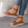 Sandalen Damenschuhe im Angebot, modisch, Knöchelriemen, Damen, Sommer, offene Zehen, Schnalle, solide Outdoor-Plattform, lässig, große Größe