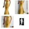 Prom Dresses 2024 Aso Ebi Gold Mermaid Dress Sweetheart Beaded Satin Evening Formal Party Second Reception Birthday Engagement Gowns D Otauf