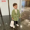 Winterrasterjassen Jongensmeisjes Wollen Double-Breasted Babyjongen Trenchcoat Revers Herfst Kinderbovenkleding Jassen Lente Wollen Overjas 240108