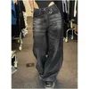 Frauen Hosen Mode Amerikanischen Stil Retro Breites Bein Gerade Jeans Frauen Frühling Herbst Koreanische Y2K Street Design Harajuku Kunst