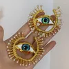 Brooches Devil's Eye Brooch Freshwater Pearls Rhinestone Exaggerated Pin For Women Men Exquisite Bling Vintage Jewelry Gifts Trendy