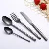 Gold Silverware Fork and Knife Tablespoon Flatware Set Stainless Steel Cutlery Tableware LL