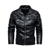 Jaqueta de couro masculina de lã de inverno motocicleta jaqueta de couro falso gola de pele removível corta-vento ropa de hombre casaco fino 240108