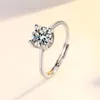 Cluster Rings Real Moissanite Engagement for Women 1CT 2Ct Round Brilliant Diamonds Ring Sterling Silver Wedding Band Promise Smycken