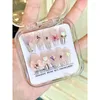 False Nails Misskitty Handmade Press-on Wear Full Diamond Shining Beauty Patch White Light Luxury Style Rose