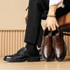 Chaussures décontractées pour hommes, chaussures en cuir de marque antidérapantes, chaussures Martin à la mode, chaussures bateau d'extérieur pour hommes, chaussures Derby populaires, grande taille 38-44