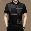 Polo da uomo Business Casual Estate Maniche corte Top Modello Stampa Bottone T Shirt Abiti larghi Moda Polo T Shirt 240109