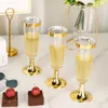 25pcs Champagne Flutes Plastic Disposable Glasses Wine Toasting Wedding Party Cocktail Cups 240108