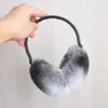 Rex Rabbit Fur Earmuffs Panie Fashion Warm Earmuff Prawdziwe miękkie pluszowe ucha Womink Winter 240108