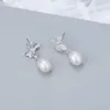 Dingle örhängen 925 Sterling Silver Drop Luxury Pearl Earring for Women Anniversary Wedding Fine Jewelry Gifts