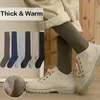 Mäns varma strumpor Vinter tjocka termiska knä Hög lång snö kall kompressionsstrumpor Ben Cover Calf Black Terry Socks Male 240104