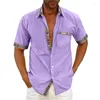 Camisas casuais masculinas verão 2024 não ferro cardigan manga curta moda negócios polo pescoço para homens blusas roupas