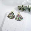 Dangle Earrings AENSOA Handmade Colorful Teal Marble Polymer Clay For Women Abstract Pattern Geometric Drop Unusual Jewelry