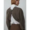 Damen Hoodies B-TOTO Minimaler Wollpullover Frauen 2024 Lässiger Rücken Twist Rundhals Langarm Strickoberteil für Korea