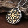Chains Fashion Vintage Norse Viking Compass Necklace For Men Boys Stainless Steel Vikings Amulet Runes Pendant Jewelry Gifts Never Fade