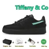 Chaussures de créateurs 1 Low SP Forces Bleu Noir MultiColor TiffanyCo. 1837 Cuir Daim Hommes Femmes Luxurys Sports de plein air Baskets Amis et famille