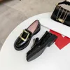 Designer fashion trends matching loafer small leather shoes a slip-on women's star pop good-looking metal buckle