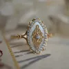 LAMOON Vintage Wedding Ring For Women Natural Shell Luxury Ring 925 Sterling Silver Gold Plated Fine Jewelry Retro Court Bijou 240109