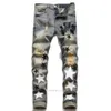 Designer Men's Purple High Street Jeans broderade byxor Kvinnor överdimensionerade Ripped Patch Hole denim Fashion Slim