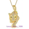 Fashion Designer Car tires's Classic Necklace Womens brand hip hop pendant high end green eye leopard full diamond Head Pendant With Original Box Pan