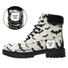 Coolcustomize personalizado cráneo murciélago fantasma calabaza feliz Halloween tema botas de cuero impermeable cómodo con cordones moda tobillo botas de combate unisex