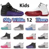 Jumpman 12 12s Cherry Kinder-Kleinkind-Basketballschuhe Red Taxi Twelve XII Black White Field Purple Dark Concord Flu Game Royalty Jungen Mädchen Sport Baby-Sneaker 25-35