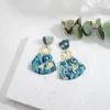 Dangle Earrings AENSOA Handmade Colorful Teal Marble Polymer Clay For Women Abstract Pattern Geometric Drop Unusual Jewelry