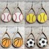 Ohrhänger, handgefertigt, Tropfenform aus Holz, Baseball/Softball, Cricut-Design, Fußball, Baseball, Sportspiel, Schmuck im Großhandel