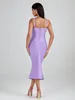 Casual Dresses Midi Bandage Dress Women Party Bodycon Elegant Mermaid Sexy Tie Waist Birthday Evening Club Outfits Summer