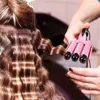 Coiffure bâton de friser à trois tubes outils fer à friser interchangeables brosse à lisser les cheveux rotatif en céramique bigoudi support automatique prise US UK AU EU