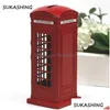 Dekorativa föremål Figurer London Telefonbås Red Die Cast Money Box Piggy Bank UK Souvenir S For Kids Home Chilmy Decora Dhju4