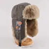 Bomber hatt män kvinnor tjock varm rysk ushanka päls mode manlig kvinnlig vinter svart grå öronflap skid cap 240108