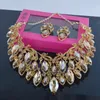 Jewelry Gorgeous Champagne Color Jewelry Sets for Bridal Wedding Party Necklace and Earrings Dubai Fashion Big Dress Accessories