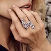 Cluster anneaux de luxe Fashion Stagered Wing Forme Ouverture pour les femmes Personnalités de personnalité Bride Bands de mariage Jewelry JZ461