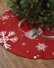 Décorations de Noël 122cm jupe d'arbre en peluche courte bonhomme de neige rouge flocon de neige arbres de noël tapis tapis ornements fête à la maison